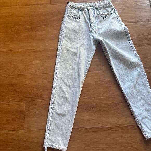 Vintage Western Rope Stitched Straight Jeans Sz 5 Cowgirl Rodeo Embroidered 90s - Picture 12 of 15
